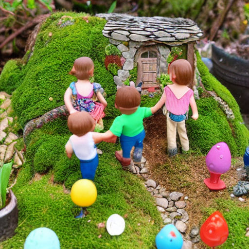Kinder, die einen Miniatur-Garten gestalten